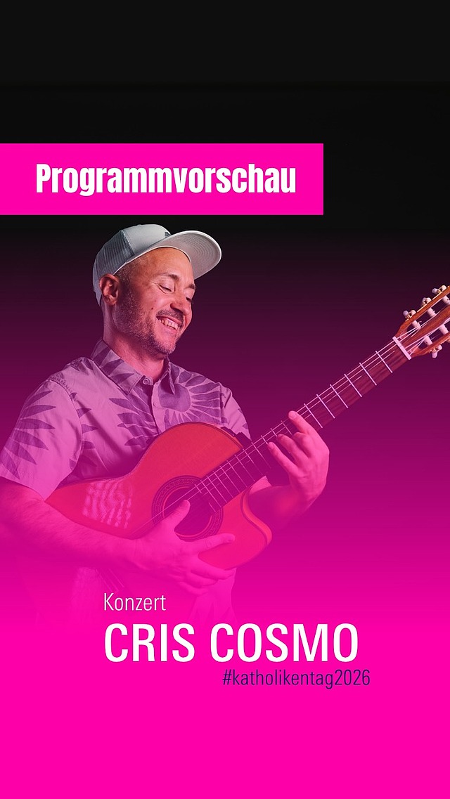 Liebe dich selbst! ✨
Am Donnerstag, den 14. Mai, erwartet euch mit Cris Cosmo ein ganz besonderes Konzerterlebnis auf der Bühne am Residenzplatz. 🎶
Singer-Songwriter, Indie-Pop, Latino-Reggae. Coole, positive Texte und Party-Vibes.💛
📍 Bühne auf dem Residenzplatz
⏰ 14. Mai, 17.00–18.30 Uhr
 
Kommt vorbei und feiert mit!
 
Bild: Cris Cosmo by René van der Voorden
#CrisCosmo #konzert #katholikentag #würzburg #katholikentag2026