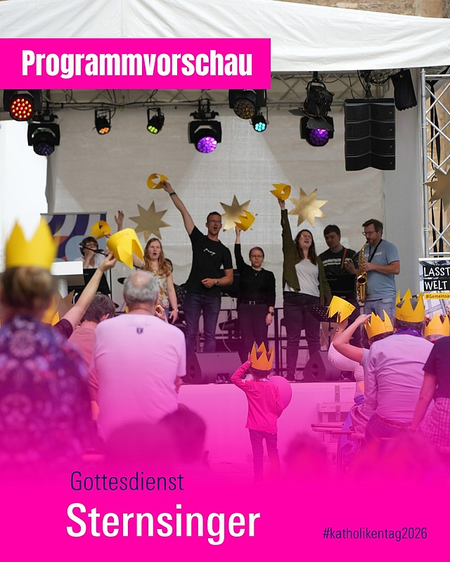Das Kindermissionswerk "Die Sternsinger" wird 180 Jahre!
Feiert mit ihnen…Geburtstag und Gottesdienst! 
Nicht mit Pauken und Trompeten, dafür mit Kronen, Luftschlangen und Tröten! 
Mit Musik, die euch tanzen lässt und guten Gedanken und Gebeten für die ganze Welt!

"Mutig aufstehen für die Kinder dieser Erde"
Wann? Freitag, 15. Mai um 16:30 Uhr
Wo? Neumünster (Kirschnerhof, Ecke Schmalzmarkt)

Wir werden da sein. Ihr auch? 🥳
#katholikentag #würzburg #katholikentag2026 #sternsinger