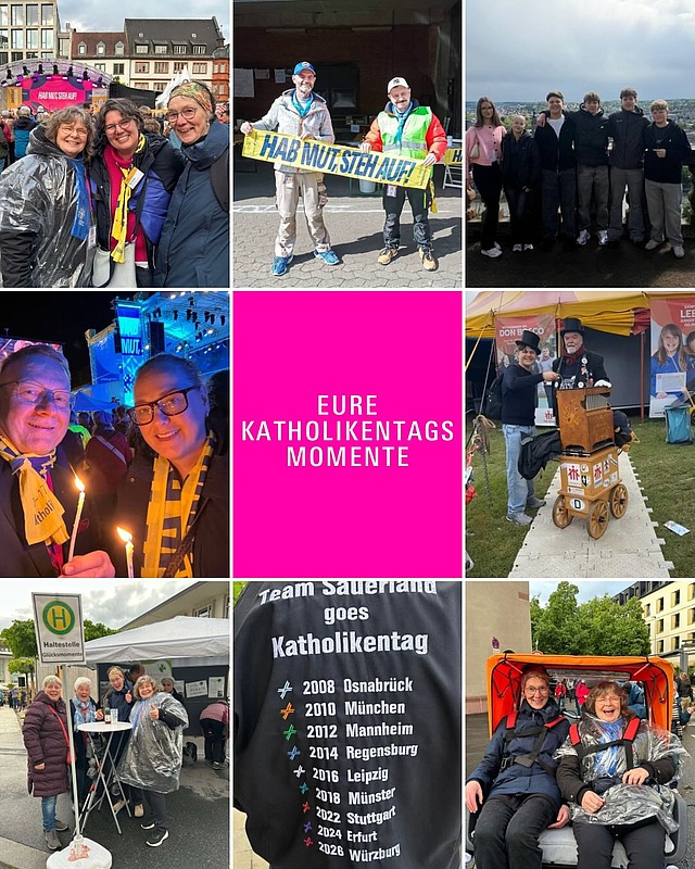 Eure Katholikentags-Momente 2026 in Würzburg✨
Uns haben zahlreiche schöne Momente und Bilder erreicht und diese möchten wir nun gerne mit euch teilen.
Danke, dass ihr ein Teil des Katholikentags in Würzburg wart!❤️ Vielleicht sehen wir uns ja sogar 2028 in Paderborn wieder.

Vom 24. bis 28. Mai 2028!

#Katholikentag #Würzburg2026 #Paderborn