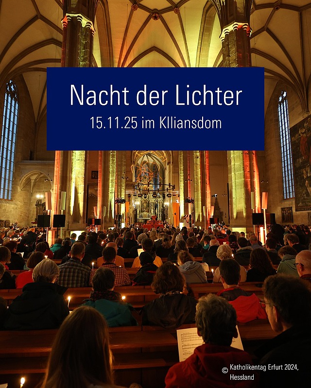 ✨ Nacht der Lichter ✨Am Samstag, 15. November, um 19:30 Uhr lädt die Kirchliche Jugendarbeit der Diözese Würzburg zur besonderen „Nacht der Lichter“ im Kiliansdom ein! Es werden Lieder und Gebete aus Taizé gebetet und gesungen. 🕯️🎶 

Bring dir eine Decke oder einen Gebetshocker mit, mach’s dir gemütlich und tauch ein in die besonderen Klänge! 💛 
Der Abend ist schon ein kleiner Vorgeschmack auf den Katholikentag 2026 in Würzburg, bei dem die „Nacht der Lichter“ ebenfalls stattfinden wird! 🙌 

#NachtderLichter #Würzburg #Taizé #katholikentag2026