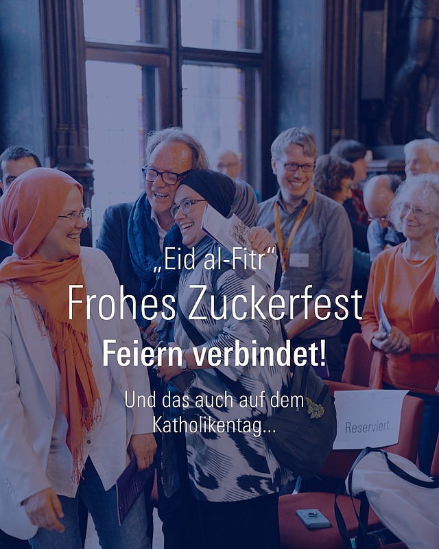 Eid al-Fitr! 
Wir wünschen allen, die diesen Tag feiern, ein schönes Zuckerfest! 🌙 
Habt ein gesegnetes und fröhliches Fastenbrechen im Kreise eurer Liebsten. 

Feiern verbindet – und das zeigt sich auch auf dem Katholikentag. Gemeinsam möchten wir Raum für Begegnung und Austausch schaffen und bieten viele interreligiöse Programmpunkte an. 

Schaut doch mal oben nach, wir haben euch einige Highlights aus dem christlich-muslimischen Dialog zusammengestellt! 
 
Bilder: Fabian Weiss/ Christlich-muslimische Feier auf dem Katholikentag Erfurt 
#katholikentag #würzburg #interreligiös #zuckerfest #katholikentag2026