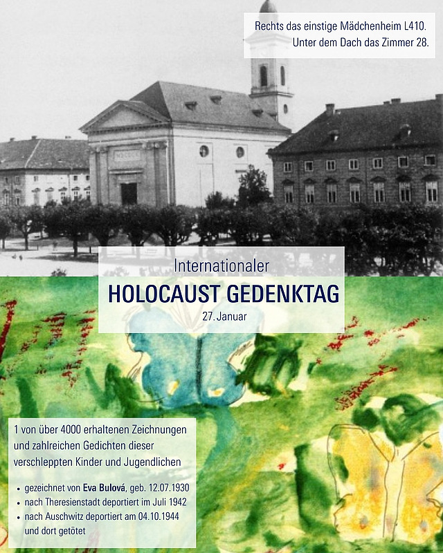 🕊️Das Zimmer 28 im Mädchenheim L 410 im Ghetto Theresienstadt: 
Zwölf bis vierzehn Jahre alt waren die Mädchen, die von 1942 bis 1944, zusammenlebten. 30 Quadratmeter für 30 Kinder. 

Trotz Unglück entstand dort ein Raum für Gemeinschaft und Hoffnung. Die Mädchen schufen eine eigene Hymne und Flagge. Wir erinnern uns an die ermordeten Freundinnen und rufen auf, für: Menschlichkeit, Zusammenhalt und zum Reflektieren humanistischer Werte. 
 
Einladung zum Gedenken an die Befreiung des Konzentrationslagers Auschwitz 1945: 

„Denn Schmetterlinge leben hier nicht im Ghetto“ – Kinder in Theresienstadt 
📅Heute, 25. Januar, um 17 Uhr: literarisch-künstlerisches Konzert im David-Schuster-Saal des jüdischen Gemeinde- und Kulturzentrums Shalom Europa in Würzburg 
🎶 Ein Abend mit Gedichten, Zeichnungen, Liedern und Texten, die in Theresienstadt entstanden sind 
📍 Eintritt frei | Veranstalter: Gesellschaft für christlich-jüdische Zusammenarbeit Würzburg & Unterfranken 

Erinnern heißt Verantwortung übernehmen. 
 
Bild oben: © Archiv Bei Theresienstadt/ Givat Chaim Ihud, Israel 
Bild unten: © Jüdisches Museum Prag 
 
#Room28 #Theresienstadt #Holocaustgedenktag #NieWieder #würzburg #katholikentag