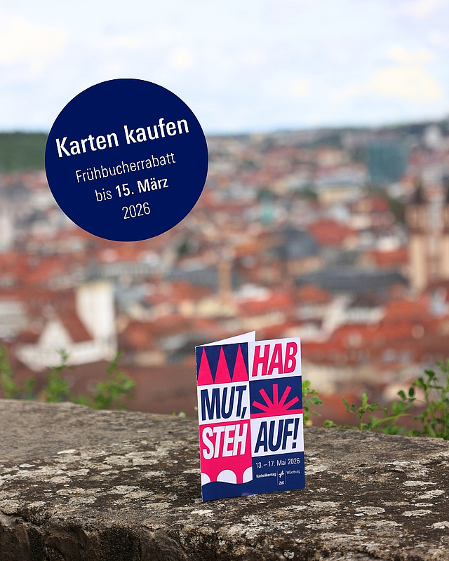 🎟️ Sichere dir jetzt deine Karte mit Frühbucherrabatt! 
Sei dabei, wenn Menschen aus ganz Deutschland vom 13. – 17. Mai 2026 zusammenkommen, um gemeinsam zu feiern, zu diskutieren, zu beten und neue Impulse für Kirche und Gesellschaft zu setzen. 

👉 Alle Infos zur Teilnahme und zum Kartenkauf findest du unter katholikentag.de/teilnehmen 
 
#Katholikentag2026 #HabMutStehAuf #Würzburg