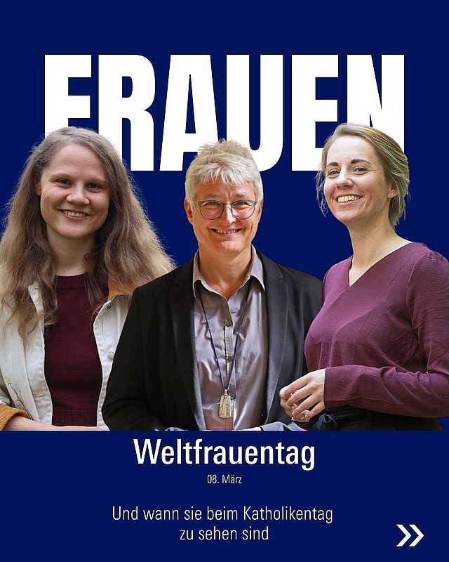 Stimmen von Frauen sichtbar machen 💜 Der Weltfrauentag macht aufmerksam auf bestehende Herausforderungen und feiert zugleich den Mut, die Stärke und das Engagement von Frauen weltweit. 

Anlässlich dieses Tages möchten wir einige besondere, starke Frauen in den Blick nehmen, die auf dem Katholikentag Impulse für Veränderungen setzen und Räume für Dialog eröffnen! 

Bildquellen: 
Christian Toussaint / BDKJ-Bundesstelle, Caritas Minden , Kloster Oberzell, Walter Wetzler/ Erzbistum Berlin
#katholikentag #würzburg #weltfrauentag #katholikentag2026