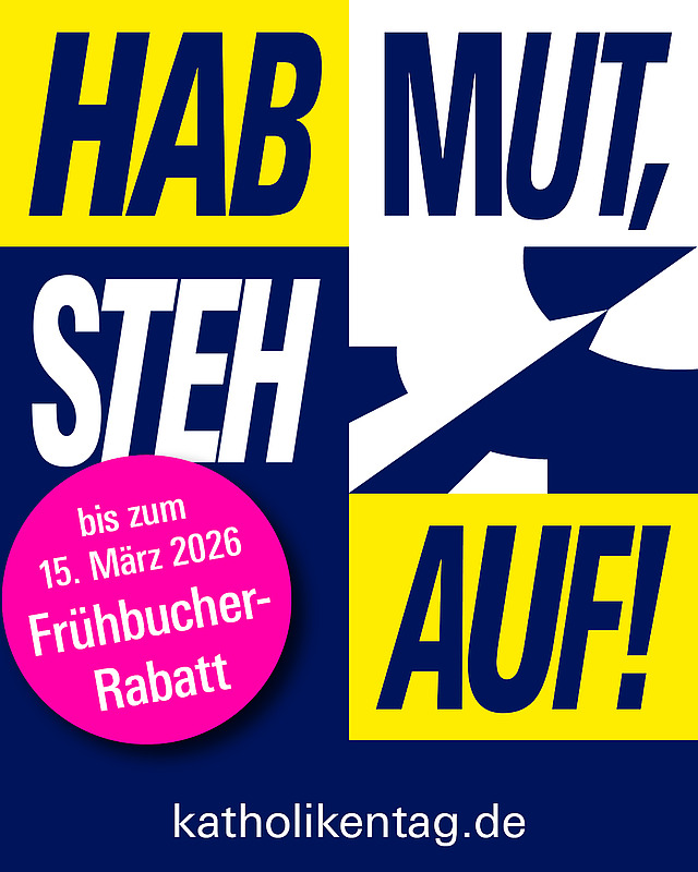Schon im Programm gestöbert und die App geladen, aber noch kein Ticket? Dann wird’s Zeit!
⏳ Nur noch bis zum 15. März gibt es den Frühbucherrabatt für eure Anmeldung.
🎟️ Für alle unter 25: Das Mutmach-Ticket für nur 25 € – gültig für den gesamten Katholikentag inklusive ÖPNV-Fahrausweis.

👉 Jetzt Ticket sichern: katholikentag.de/anmelden

📲 Ihr wollt unsere Social-Media-Vorlagen zum Weiterverbreiten nutzen? Dann schaut hier vorbei:
katholikentag.de/downloads/social-media-vorlagen
#katholikentag #würzburg #frühbucher #mutmachticket