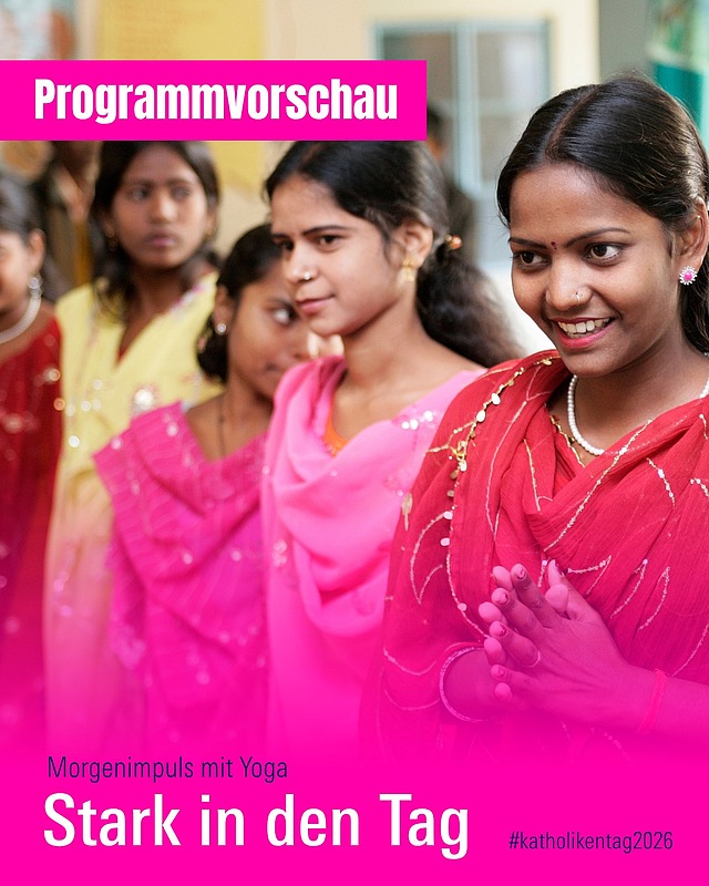 Stark in den Tag – ein Morgenimpuls mit Yoga 

Bei dieser Mitmachaktion begleitet dich Sabine Graff, Yoga-Lehrerin aus Würzburg, einen Moment der Ruhe zu erleben und bewusst in den Tag zu starten. 
Atmen. Ankommen. Kraft schöpfen. 
 
Wann? 
Freitag, 15. Mai von 8.30-9.00 Uhr 
Samstag, 16.Mai von 8.30-9.00 Uhr 
📍 St.-Ursula-Schule, Würzburg 

📸 Foto: Friedrich Stark / missio