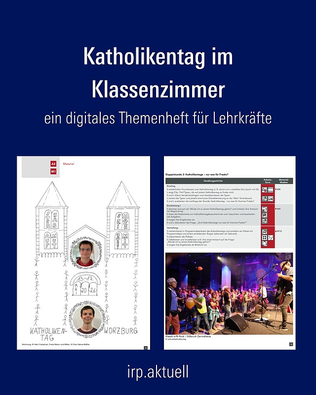 📚 Katholikentag im Klassenzimmer: digitales Themenheft für Lehrkräfte!
Wie kann man junge Menschen für Kirche begeistern? Der Katholikentag ist ein Ort, an dem Kirche vielfältig, lebendig und nahbar wird: und genau das greift das neue Themenheft des Freiburger Instituts für Religionspädagogik (IRP) auf!
🔗 Download unter: https://irp-freiburg.de/irp-aktuell/detail/nachricht/id/223708-irp-aktuell-37-katholikentag/?cb-id=12181540
Das Themenheft liefert:
✅ Hintergrundwissen zur Geschichte und Bedeutung von Katholikentagen
✅ Impulse für den Unterricht
✅ Kreative Methoden, um Schüler:innen zu motivieren, Kirche neu zu entdecken
✅ Anregungen zur Beteiligung am Katholikentag – auch im Klassenverband
Es ist geeignet für die Schularten Sekundarstufe I an Haupt, Werkreal-, Real- und Gemeinschaftsschulen, Allgemeinbildendes Gymnasium und Berufliche Schulen.
🚌 Klassenfahrt zum Katholikentag geplant?
Unser Teilnahmeservice unterstützt gerne:📧 info@katholikentag.de
💬 Teilt das Heft mit Kolleg:innen und bringt den Katholikentag direkt in den Unterricht!
#Katholikentag2025 #IRPFreiburg #Religionspädagogik #KircheErleben #SchuleUndGlaube #würzburg