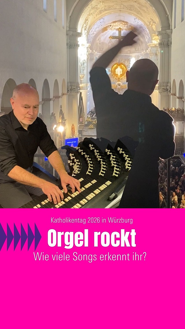 Wie viele Titel habt ihr erraten? Schreibts in die Kommentare. Hier geht’s zur Auflösung 👇 
 
Patrick Gläser rockt mit Film-, Pop- und Rockmusik die Orgel. 
 
Morgen und übermorgen habt ihr noch die Chance, selbst dabei zu sein: 
- Freitag 16.30 Uhr / St. Michael, Josef-Stangl-Platz 🎶 
- Samstag, 20.00 Uhr / Dom St. Killian, Domstr. 40 🎵 
 
1. Insterstellar (H. Zimmer) 
2. Viva la Vida (Coldplay) 
3. Arrival on Earth (Transformers) 
4. Numb (Linkin Park) 
5. Nothing Else Matters (Metallica) 
6. An Tagen wie diesen (Die Toten Hosen) 
7. Music (J. Miles) 

#katholikentag2026 #kt26 #Würzburg #katholikentag