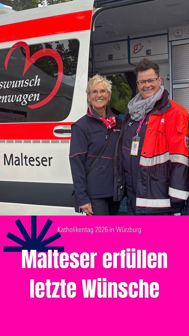 Ein letzter Wunsch. Ein besonderer Weg.❤️
Der Herzenswunsch-Krankenwagen der Malteser erfüllt schwerkranken und sterbenden Menschen letzte Wünsche
- und ermöglicht besondere Momente an Orten, die ihnen wichtig sind.
Auf der Kirchenmeile könnt ihr mehr über dieses Projekt erfahren, mit den Maltesern ins Gespräch kommen und die Arbeit unterstützen.🙌🏼

Video: Jana/Julia
#Herzenswunsch
#Katholikentag2026 #KT26 #Katholikentag #Würzburg