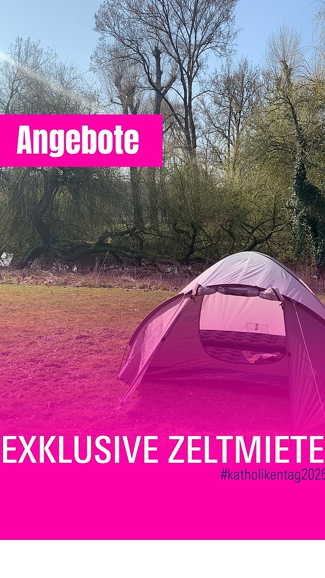 ⛺️ Exklusive Zeltmiete während des Katholikentags 2026: 
Camping zwischen Main und Weinbergen – willkommen im Knaus Campingpark Frickenhausen!

Angebot für den Katholikentag (08.–18. Mai 2026): 
🏕️ Einzelzelt (1 Person): 36 € / Nacht 
🏕️ 2-Personen-Zelt: 30 € p. P. / Nacht 
🏕️ 3-Personen-Zelt: 25 € p. P. / Nacht 
📅 Mindestmietdauer: 3 Nächte

Inklusive Leistungen: 
aufgebautes Zelt, Luftmatratze je Person, moderne Sanitäranlagen, Pool & Spielplatz, Bushaltestelle nur 50 m entfernt, Begrüßungsgetränk

Außerdem verfügbar: 
🚐 Stellplätze für Wohnwagen, Vans & Reisemobile (alle Marken) 
🏕️ Zeltplätze, Mobilheime „Mars“ und gemütliche Weinfässer

🔗 Weitere Infos & Buchung: 
https://www.knauscamp.de/frickenhausen

#katholikentag #würzburg #frickenhausen #katholikentag2026 #unterbringung